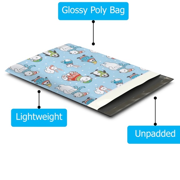 ❄️10 Blue winter animals Poly Mailers 12  x 15 inch - Picture 4 of 7